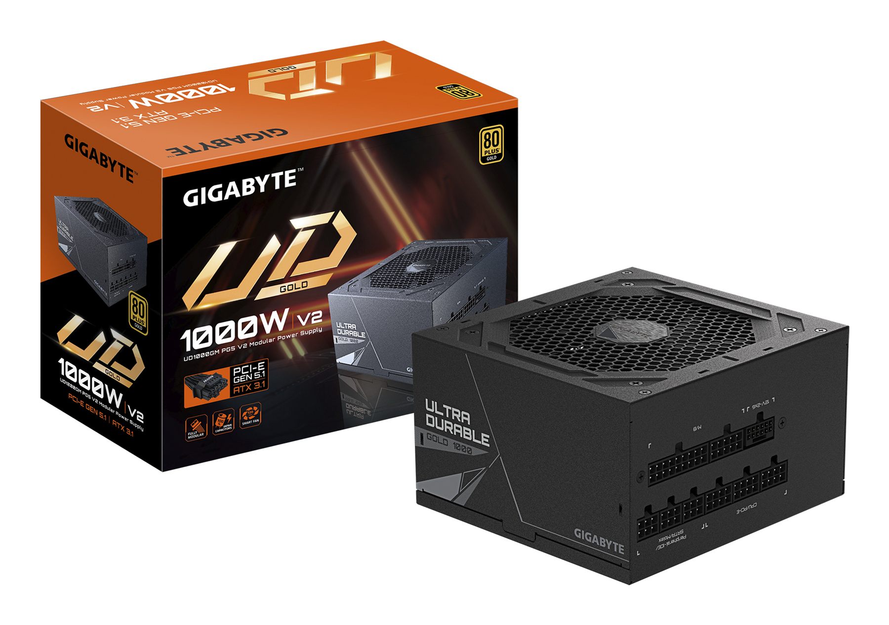 Gigabyte 28200-U10 GB-1CEUR Ud1000gm Pg5 V2 Fuente De Alimentación – PCIe Gen 5.1, 80 Plus Gold, Diseño Completamente Modular, Ventilador De 120 Mm, Compatible Con Atx 3.1, Enchufe Eu