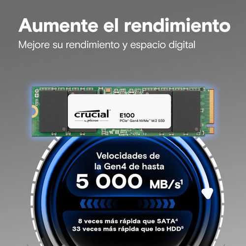 Crucial CT2000E100SSD8 2Tb, Nvme (Pcie Gen 4 X4), M.2 (2280), 100Tb Tbw, 4500/5000 Mb/S
