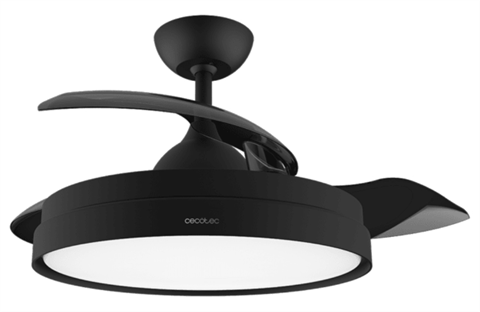 Cecotec 05993 Ventilador De Techo Con Aspas Retráctites Y Lámpara Energysilence Aero 4280 Invisible Black. 40 W, Diámetro 42" (106Cm), Temporizador, 3 Tonos De Luz, Función Verano-Invierno