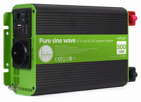 Energenie EG-PWC-PS500-01 Inversor De Corriente Cc-Ca Para Automóvil De Onda Sinusoidal Pura De 12 V, 500 W