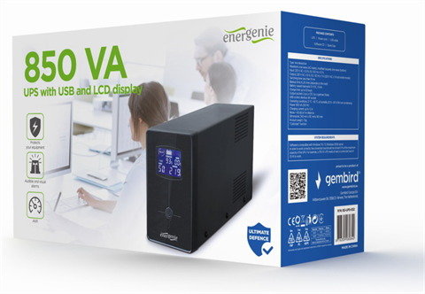 Gembird EG-UPS-032 Ups Con Pantalla Lcd Y Usb, 850 Va