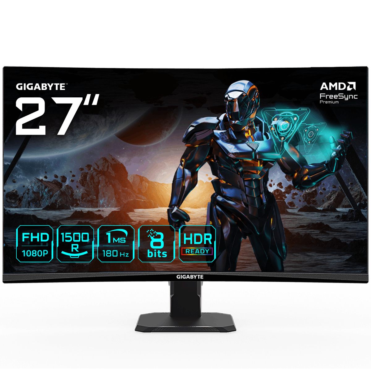 Gigabyte 20VM0-GS27FCBM-1EKR Gs27fc Monitor Gaming Curvo 27" FHD - 1920 X 1080, 180Hz, 1Ms, 250 Cd/M², Freesync Premium, Hdr Ready, HDMI 2.0, DisplayPort 1.4
