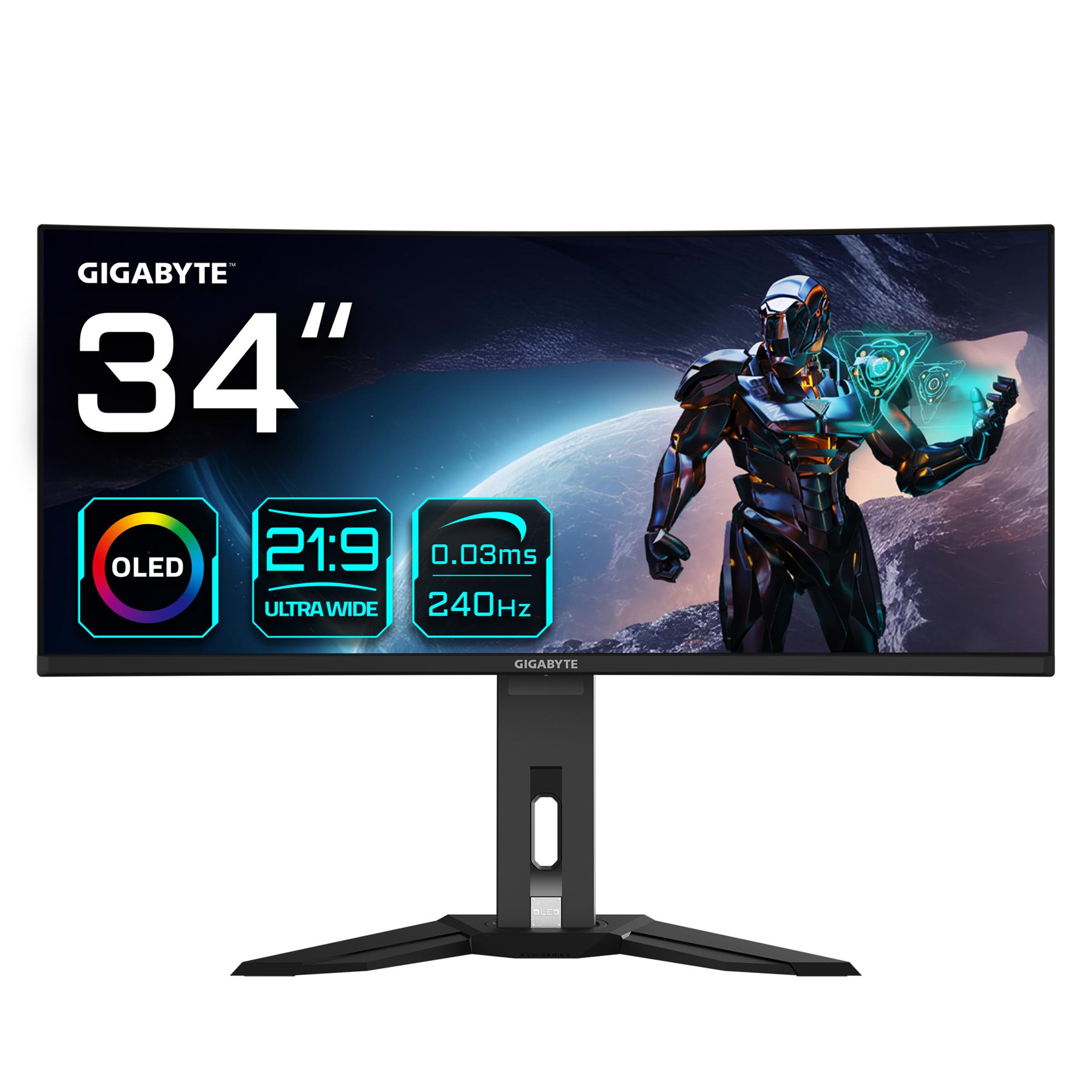 Gigabyte 20VM0-MO34WQ2BT-1EKR Monitor De Juegos Curvo OLED WQHD Mo34wqc2 De 34" - 3440 X 1440, 240Hz, 0.03Ms, Kvm, 250 Cd/M², Freesync Premium Pro, Displayhdr True Black 400, HDMI 2.1, DisplayPort 1.4