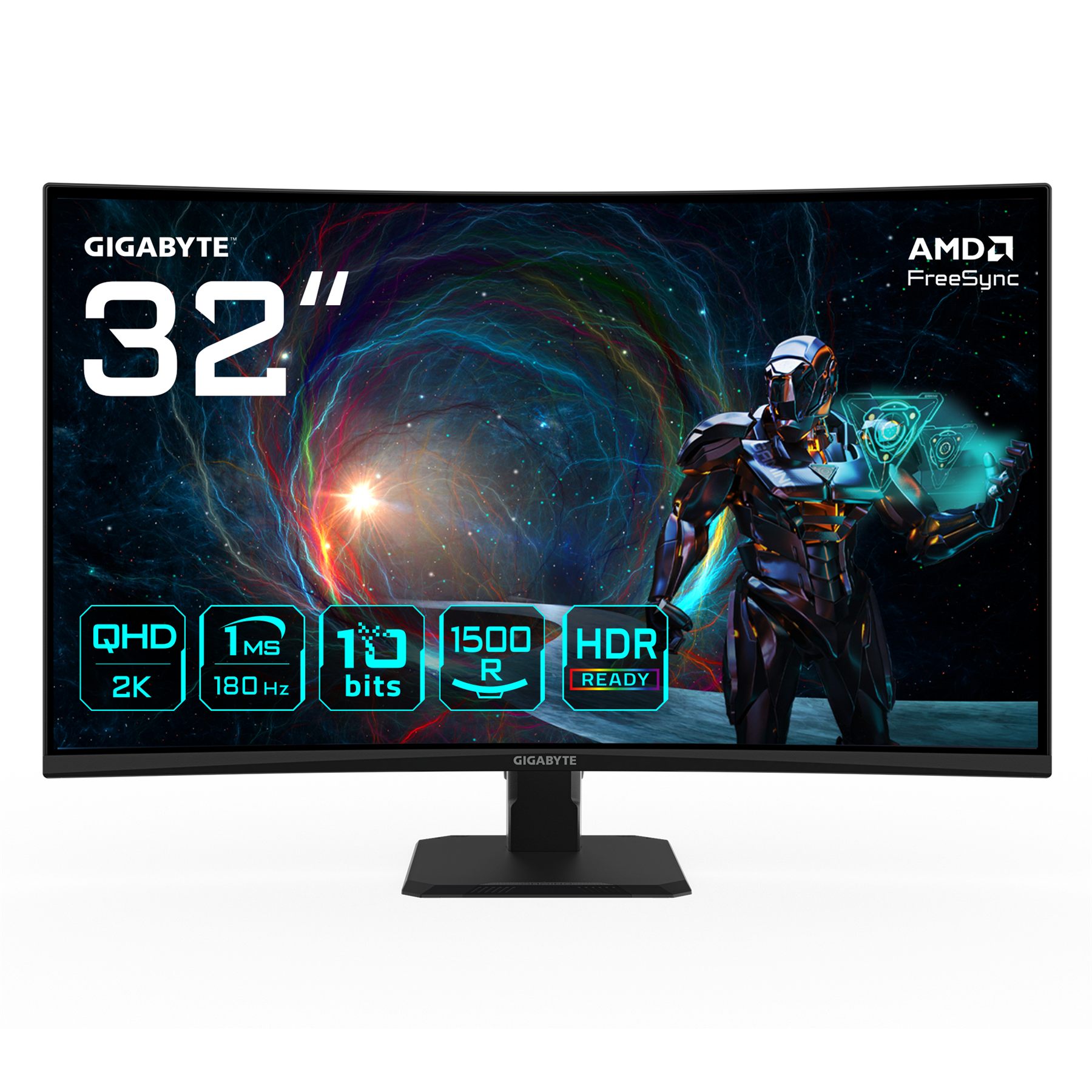 Gigabyte 20VM0-GS32QCABM-1EUR Gs32qca 31,5" Monitor Curvo Para Gaming QHD - 2560 X 1440, 180Hz, 1Ms, 250 Cd/M², Freesync, Hdr Ready, HDMI 2.0, DisplayPort 1.4