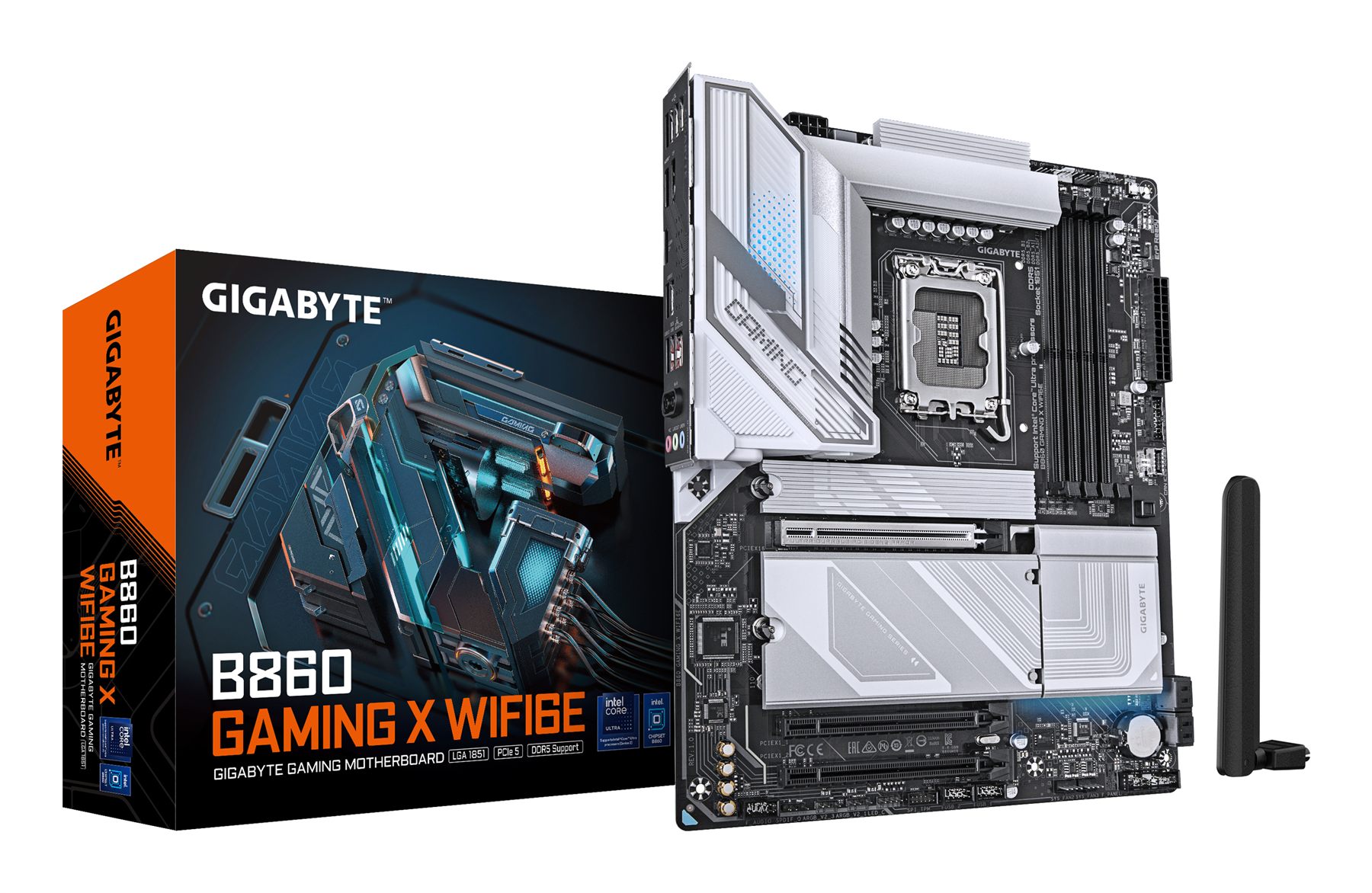 Gigabyte 9MB86GMX6-00-G10 B860 Gaming X Wifi6e Placa Base - Cpus Intel Core Ultra, Vrm De 12+1+2+1 Fases, Hasta 9066 MHz DDR5, 1Xpcie 5.0 + 2Xpcie 4.0 M.2, Lan 2,5 Gbe, Wifi 6E, Usb4