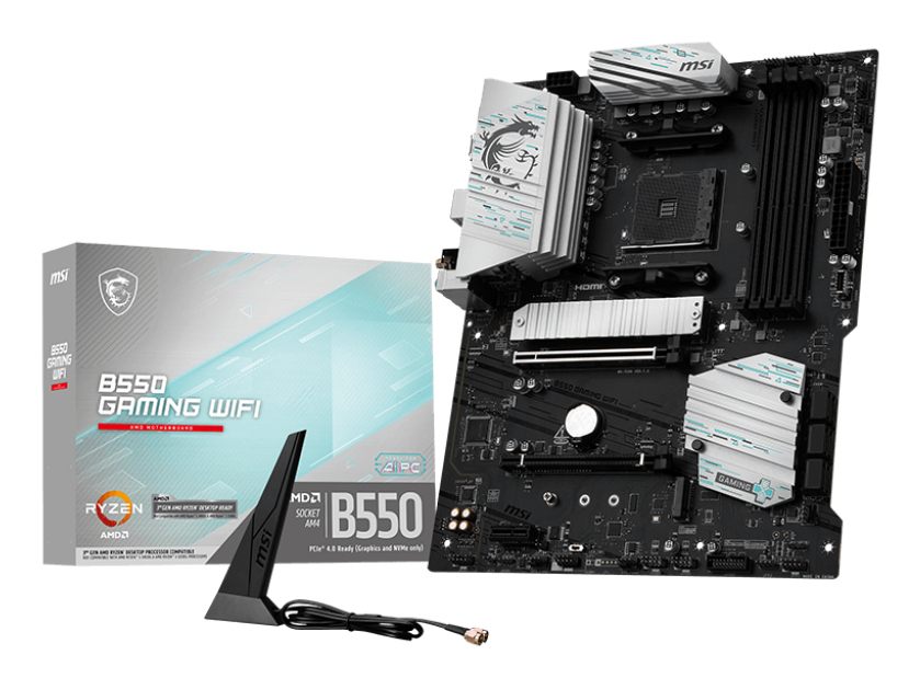 MSI 911-7C56-085 AMD B550, 4X DDR4, 128 GB, 1X HDMI, 1X DisplayPort, 2X M.2, 6X Sata, 1G Lan, Wi-Fi 5, Bluetooth 5.0, Atx