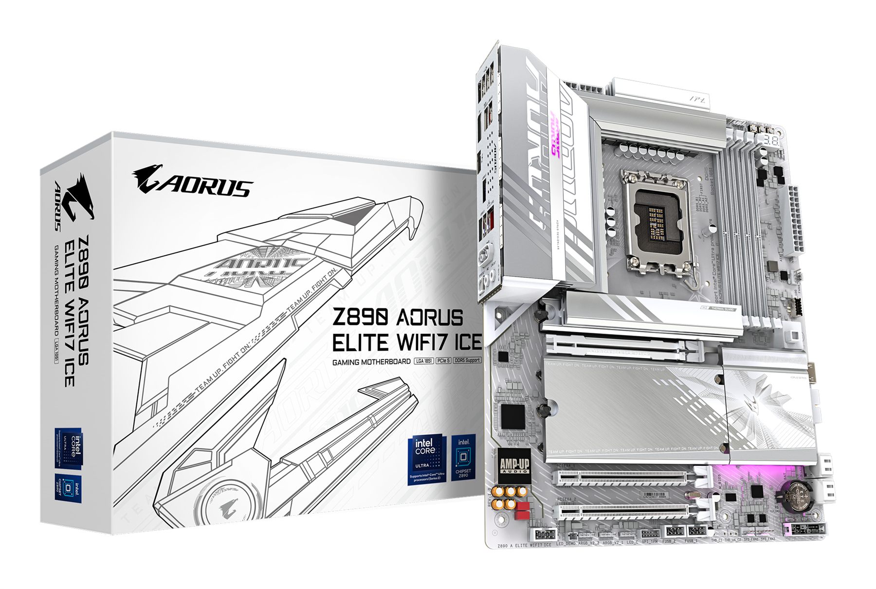 Gigabyte Z890 A ELITE WF7 ICE Placa Base Z890 Aorus Elite Wifi7 Ice - Compatible Con Cpus Intel Core Ultra (Serie 2), Vrm De 16+1+2 Fases, Hasta 8800 MHz DDR5 (Oc), 1Xpcie 5.0 + 3Xpcie 4.0, Wi-Fi 7, Lan 2.5Gbe, Thunderbolt 4