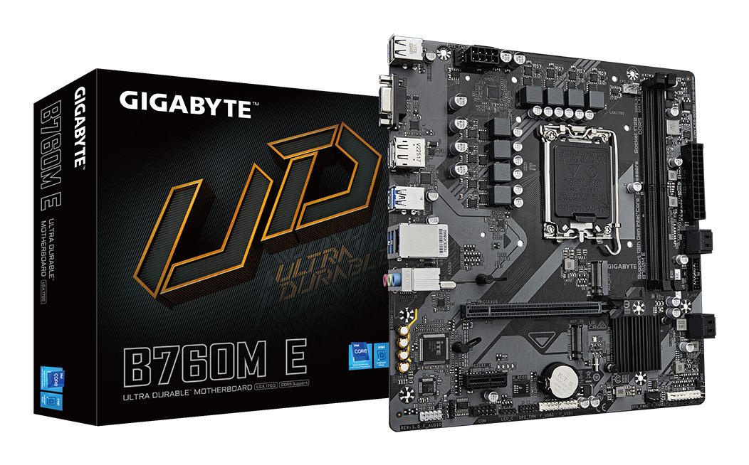 Gigabyte 9MB76ME5-00-G10 B760m E Placa Base - Compatible Con Procesadores Intel Core 14ª Generación, Vrm De 6+1+1 Fases, Hasta 7200 MHz DDR5 (Oc), 2Xpcie 4.0 M.2, Lan 1 Gbe, USB 3.2 Gen 1