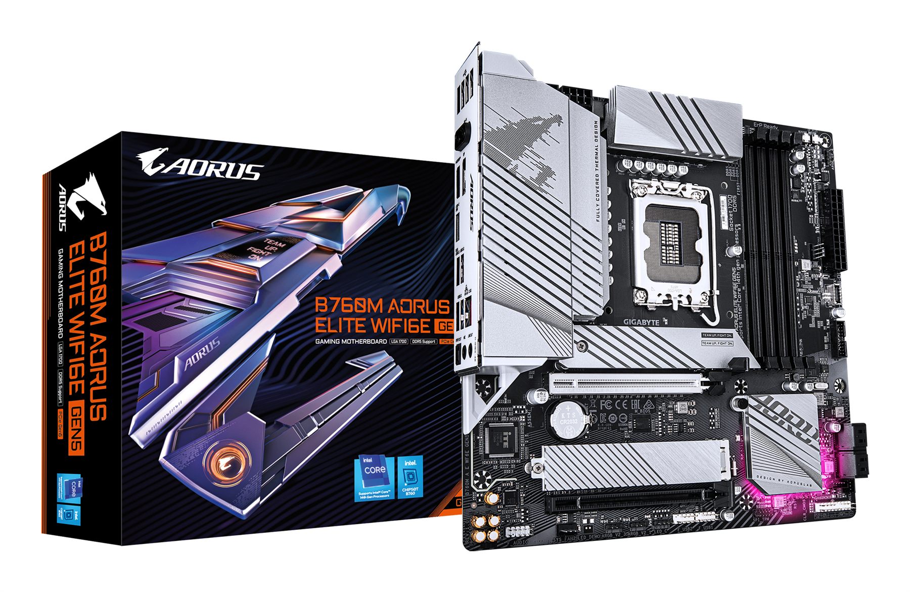Gigabyte 9MB76ME65-00-G10 B760m Aorus Elite Wifi6e Gen5 Placa Base – Compatible Con Procesadores Intel Core 14ª Generación, Vrm Digital De 12+1+1 Fases, Hasta 5600 MHz DDR5, 2 X M.2 PCIe 4.0, Wi-Fi 6E, Lan 2.5 Gbe, USB 3.2 Gen 2X2