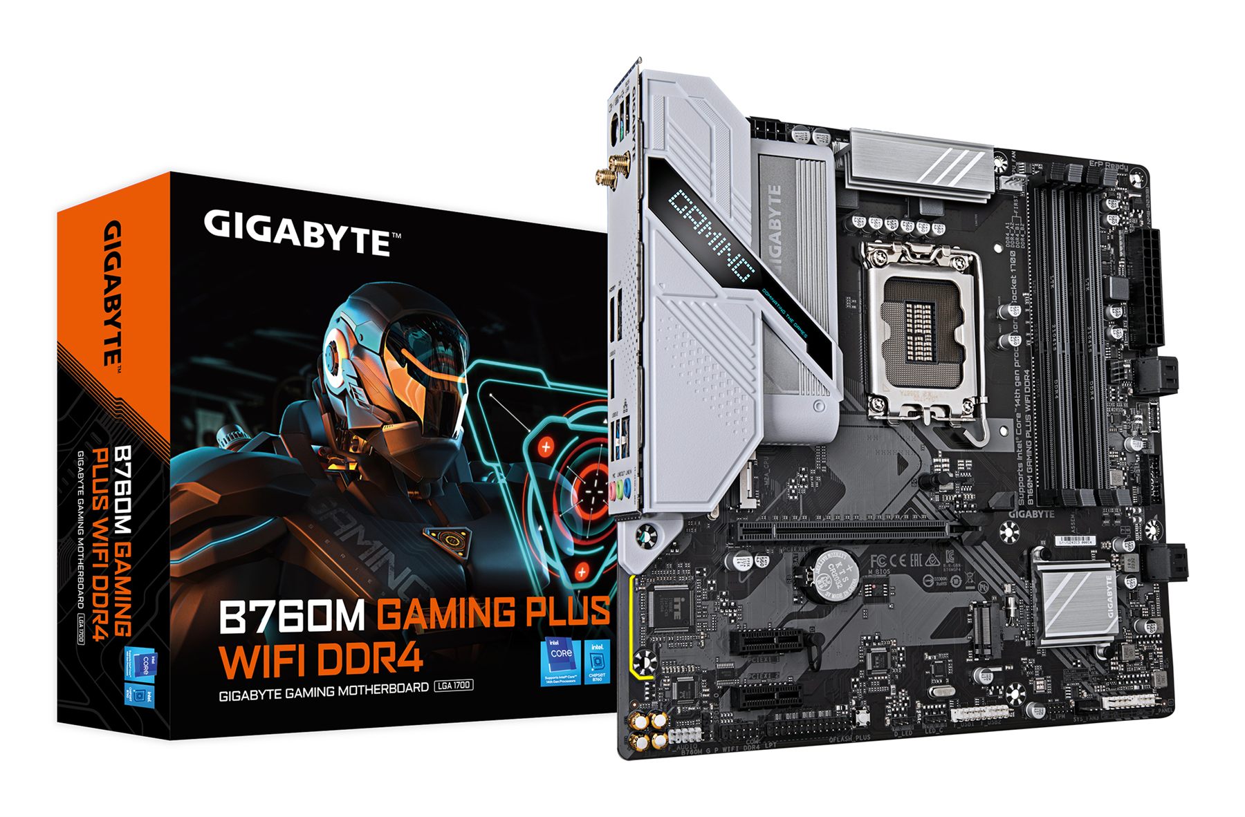 Gigabyte 9MB76MGP4-00-G10 B760m Gaming Plus Wifi DDR4 Placa Base - Compatible Con Procesadores Intel Core De 14ª Generación, Vrm De 4+1+1 Fases, Hasta 5333 MHz DDR4 (Oc), 2Xpcie 4.0 M.2, Wi-Fi 6, Lan 1 Gbe, USB 3.2 Gen 1