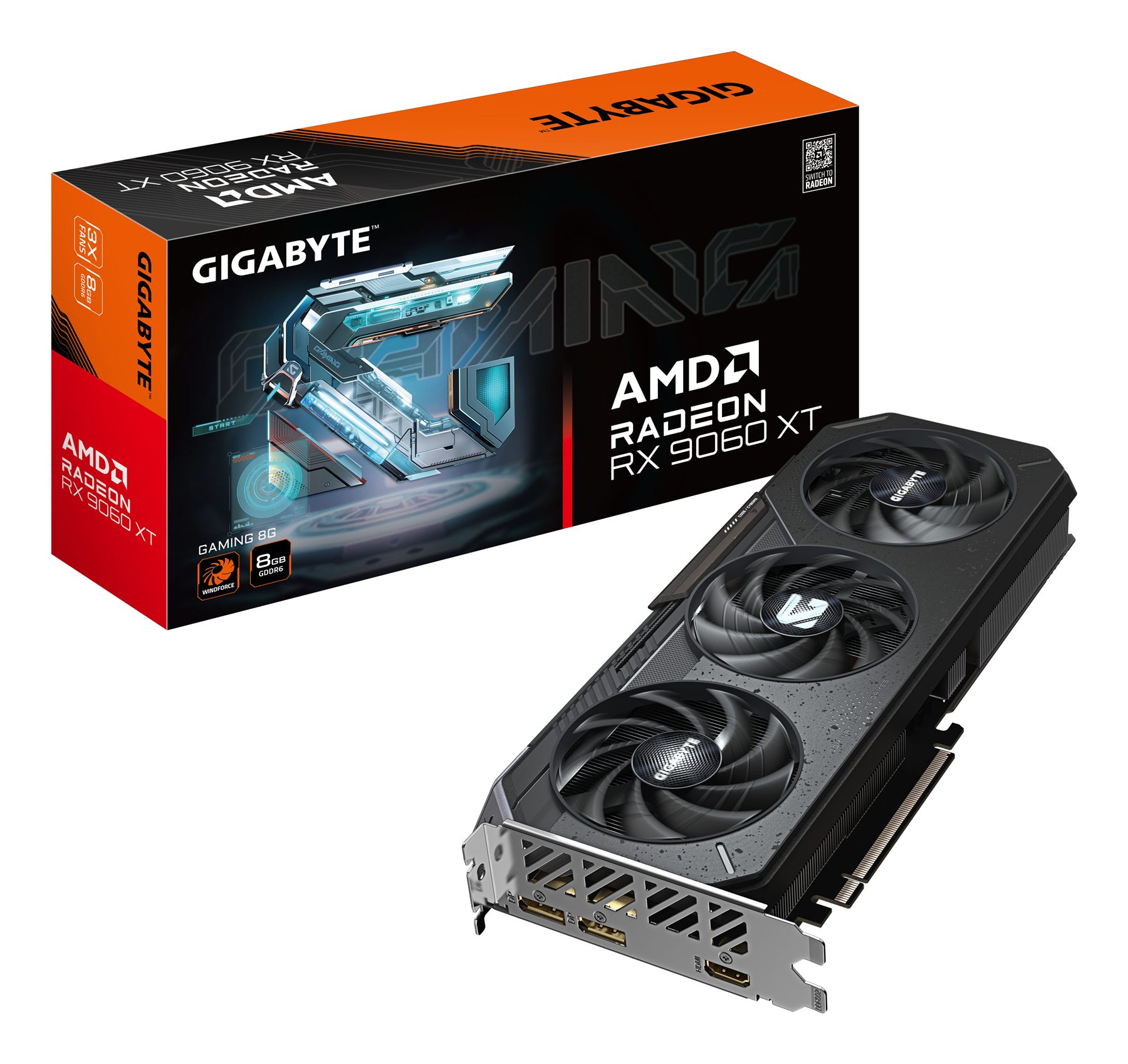 Gigabyte GV-R9060XTGAMING-8GD Radeon Rx 9060 Xt Gaming 8G Tarjeta Gráfica - 8 GB GDDR6, 128Bit, Pci-E 5.0, 3130 MHz Frecuencia Del Núcleo, 2 X DisplayPort, 1 X HDMI, Gv-R9060xtgaming-8Gd