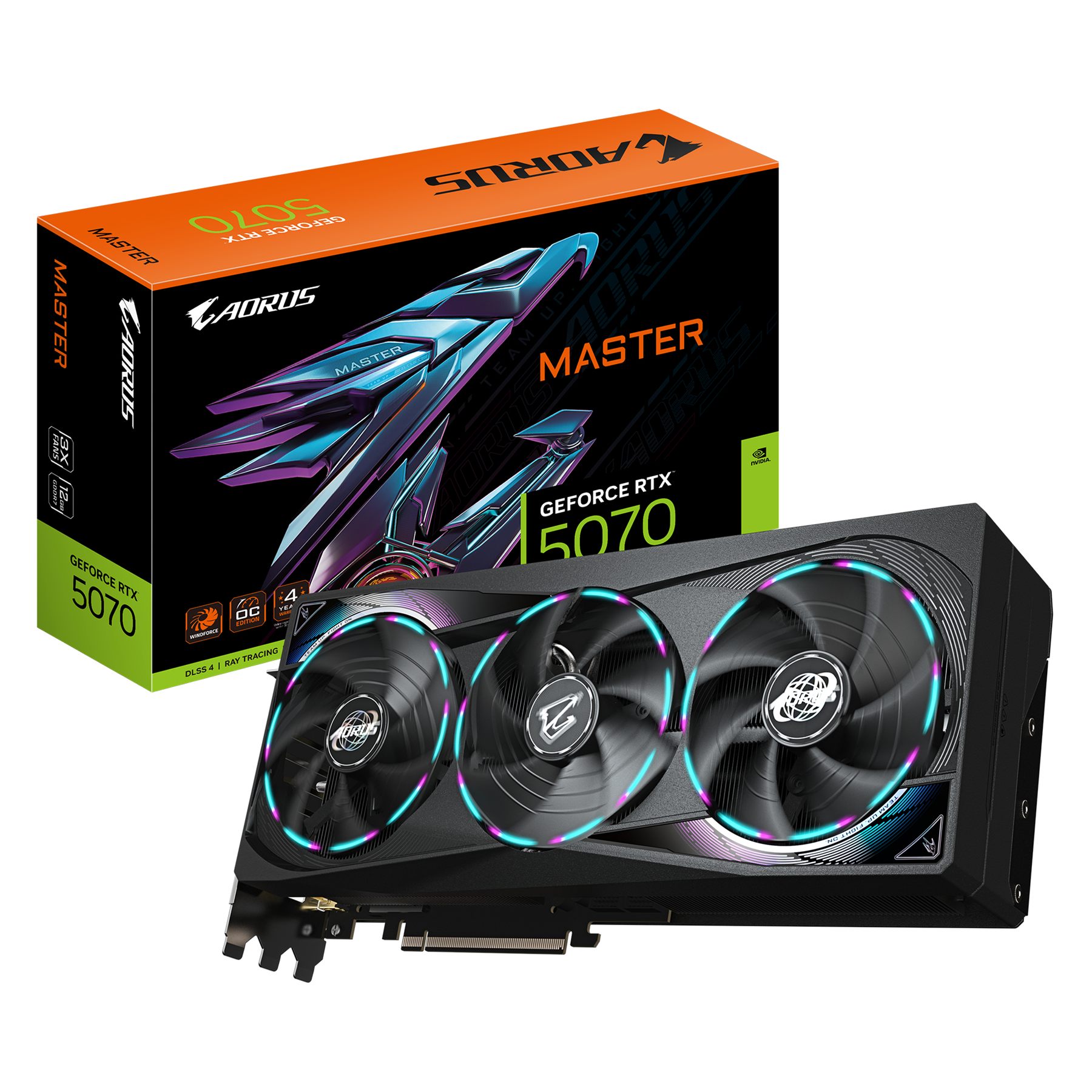 Gigabyte 9VN5070AM-00-G10 Aorus GeForce RTX 5070 Master 12G Tarjeta Gráfica - 12 GB GDDR7, 192 Bits, Pci-E 5.0, 2715 MHz Core Clock, 3 X Dp 2.1A, 1 X HDMI 2.1B, Nvidia Dlss 4, Gv-N5070aorus M-12Gd