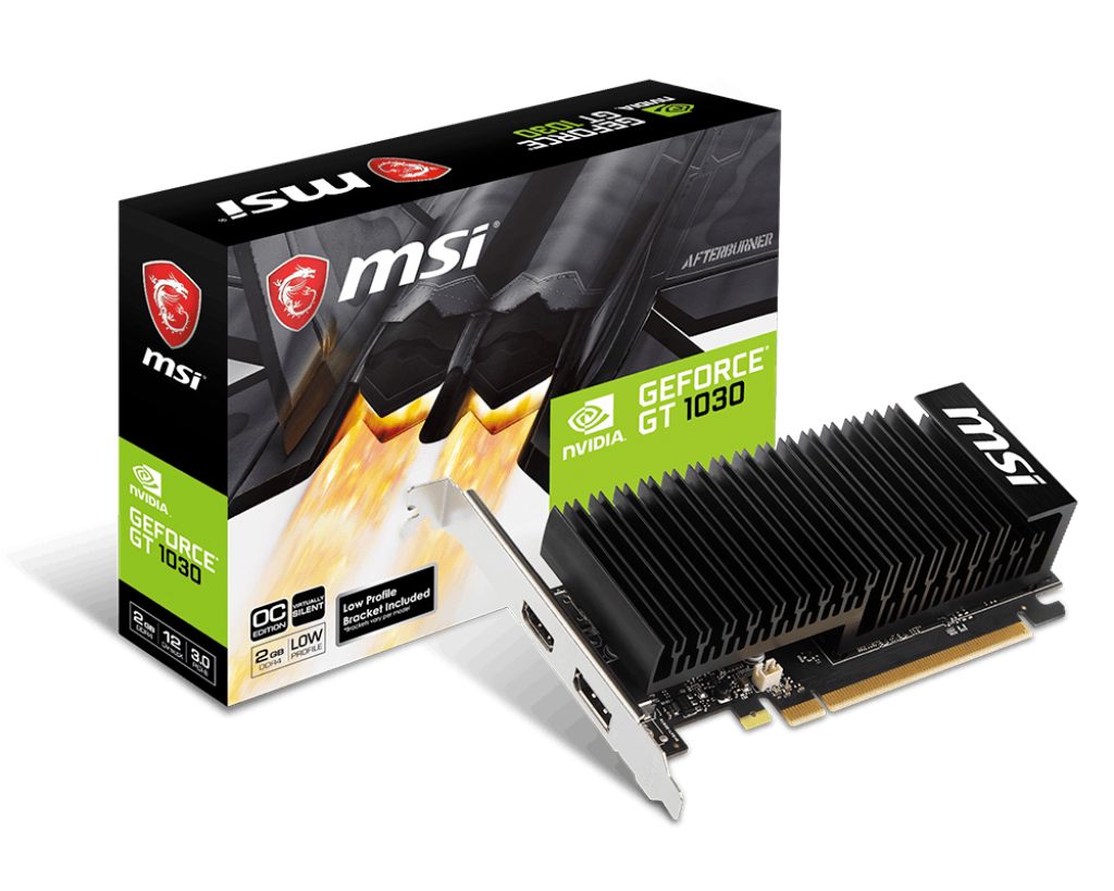 MSI 912-V809-3817 Nvidia GeForce Gt 1030, Gp 108-300, 1518 MHz / 1265 MHz, 6008 MHz, 2 GB GDDR5, 64-Bit, 153 X 69 X 38 Mm, 302 G