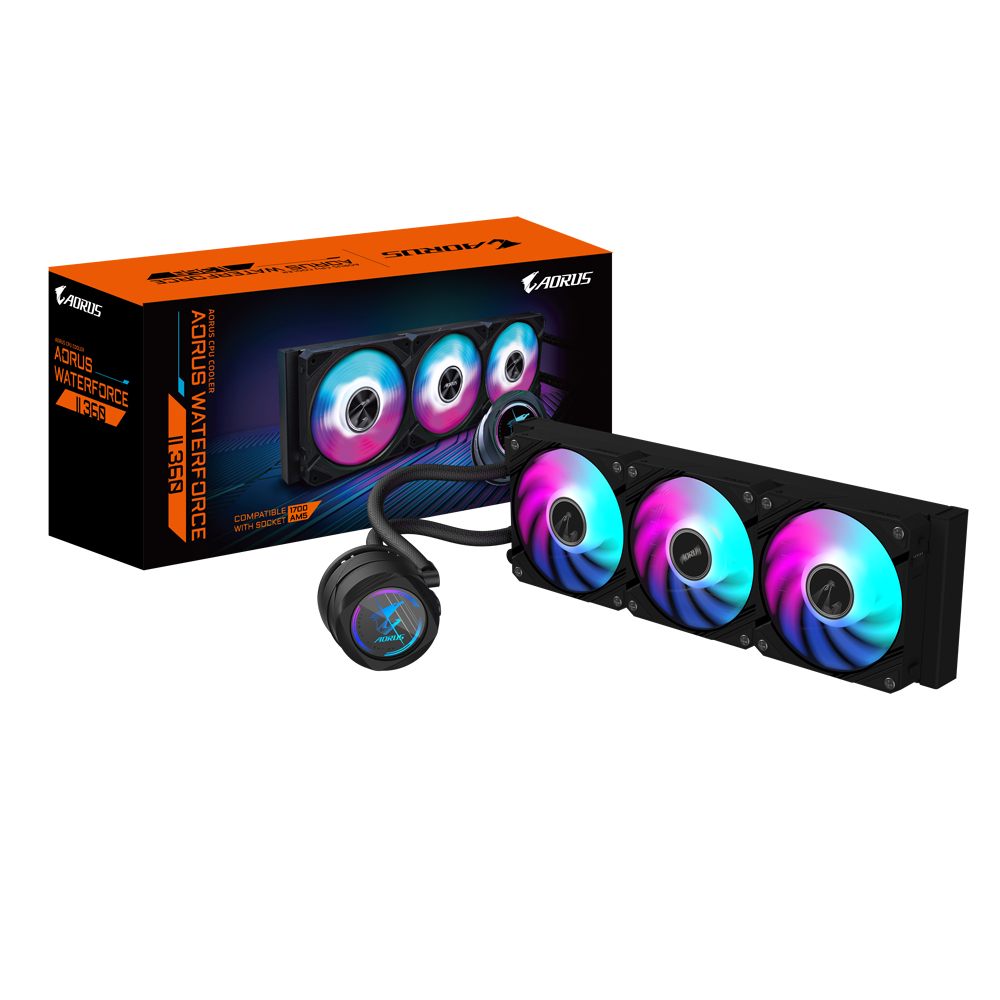 Gigabyte GP-AORUS WATERFORCE II 360 Aorus Waterforce Ii 360 Aio Refrigerador De CPU Líquido - 3X Ventiladores Argb De 120 Mm, Mecanismo De Conexión Deslizante, Daisy-Chain, Compatible Con Intel Lga 1851 Y AMD Am5