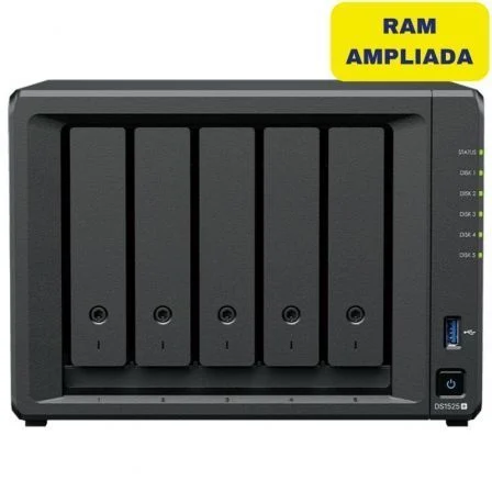 Nas Synology Diskstation Ds1525+/ 5 Bahías 3.5"- 2.5"/ 32 GB DDR4/ Formato Torre