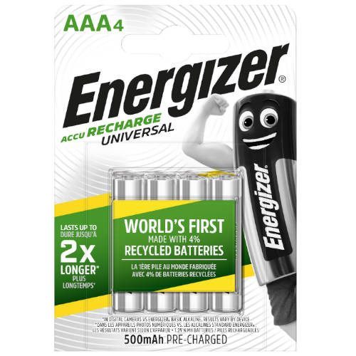 Blister 4 Pilas Recargables Universal Potencia 500 Mah Tipo Hr03 Energizer E301375701