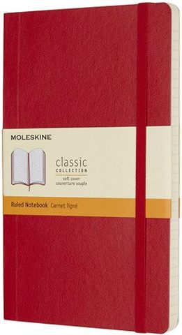 Libreta Clasica Tapa Blanda Rojo Escarlata L (13X21cm) Rayada Moleskine Qp616f2