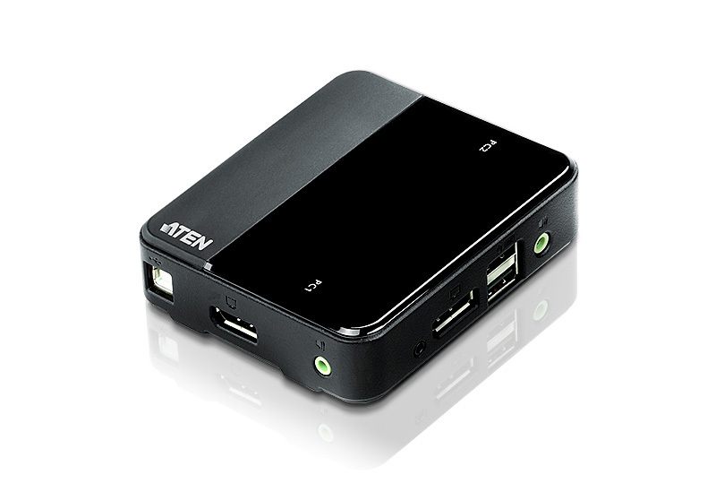 Aten Switch Kvm DisplayPort/Audio USB De 2 Puertos (Compatible Con 4K, Cables Incluidos) (Cs782dp-At)