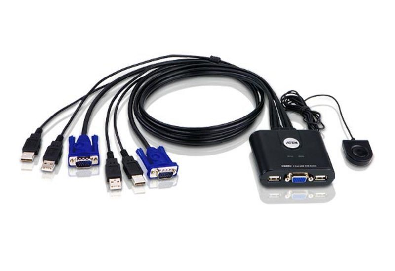Aten Switch Kvm Formato Cable Vga USB De 2 Puertos Con Selector Remoto De Puerto (Cs22u-At)