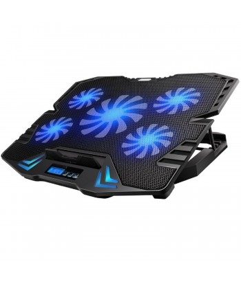 Ewent Base De Refrigeracion Para Portatiles Hasta 17" Con 5 Ventiladores Silencioso + 2 Puertos USB + 5 Velocidades Del Ventilador Y 2 Modos De Refrigeracion (Ew1259)