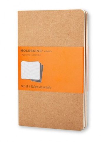 Set De 3 Libretas Cahier Marrón Kraft P (9X14cm) Rayas Moleskine Qp411