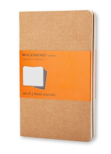 Set De 3 Libretas Cahier Marrón Kraft P (9X14cm) Rayas Moleskine Qp411