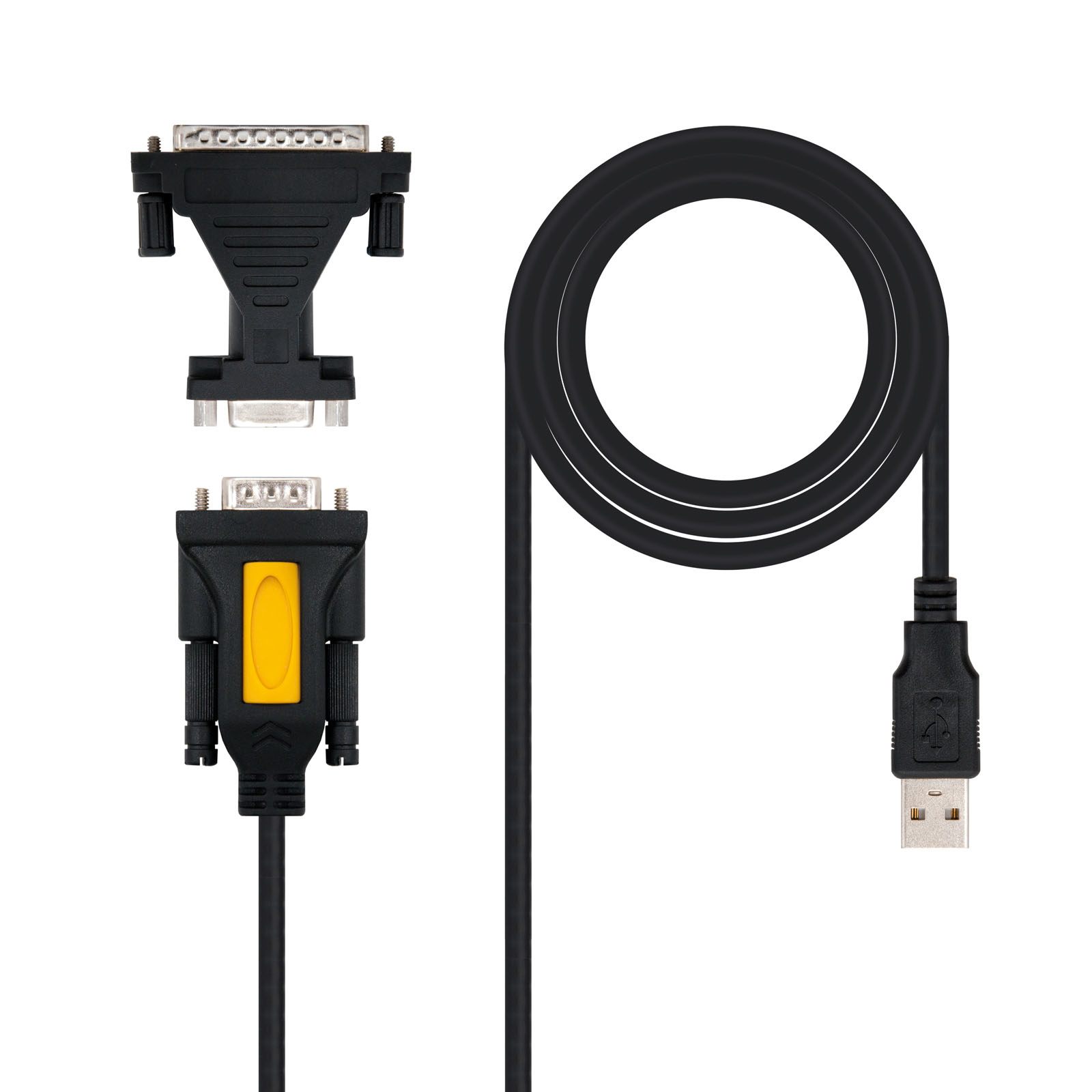 Nanocable Convertidor USB A Serie, Tipo A/M-Rs232 Db9/M Db25/M, 1,8 M