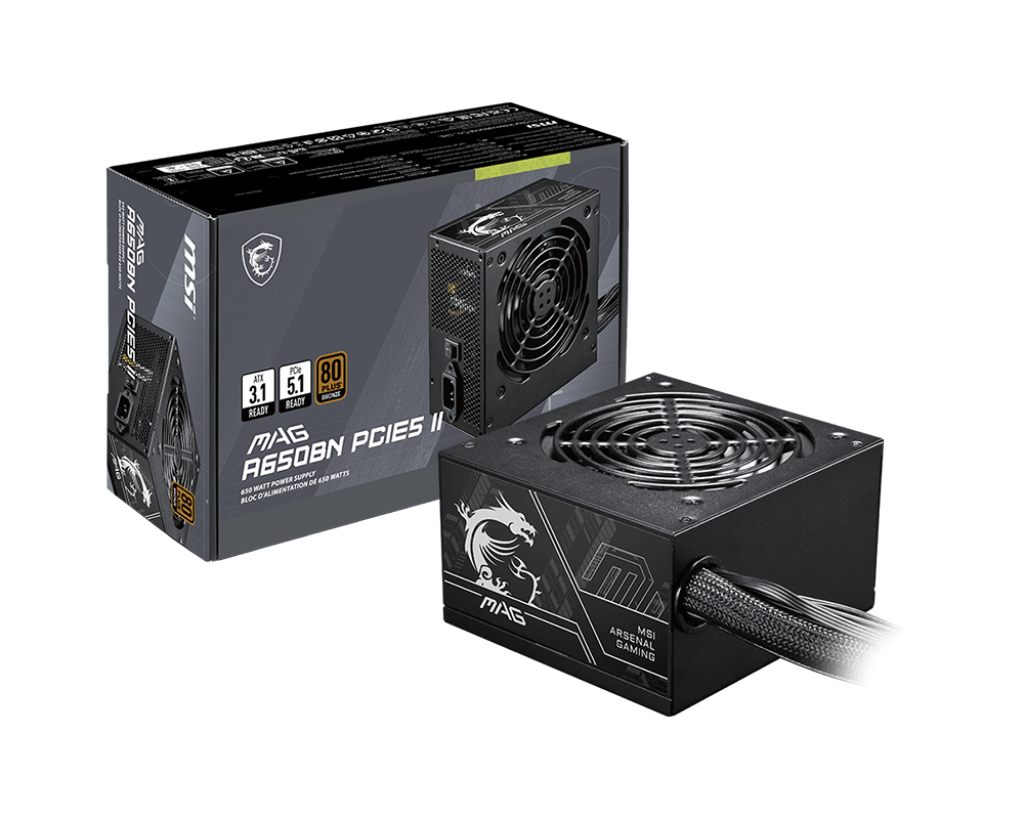MSI Mag A650bn Pcie5 Ii Unidad De Fuente De Alimentación 650 W 20+4 Pin Atx Atx Negro