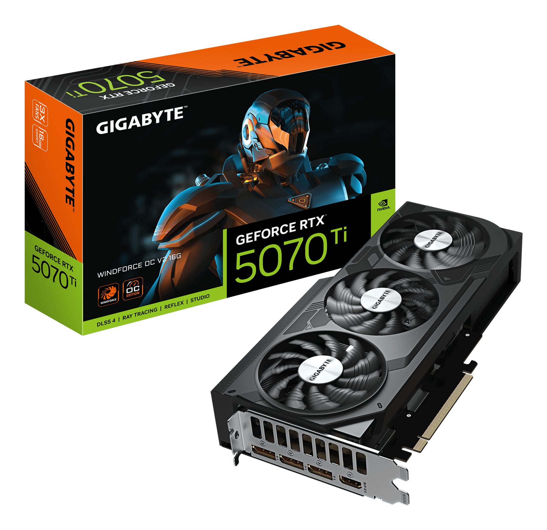 Gigabyte GeForce RTX 5070 Ti Windforce Oc V2 16G Tarjeta Gráfica - 16 GB GDDR6, 256Bit, Pci-E 5.0, 2497 MHz Frecuencia Del Núcleo, 3 X DisplayPort, 1 X HDMI, Gv-N507twf3ocv2-16Gd