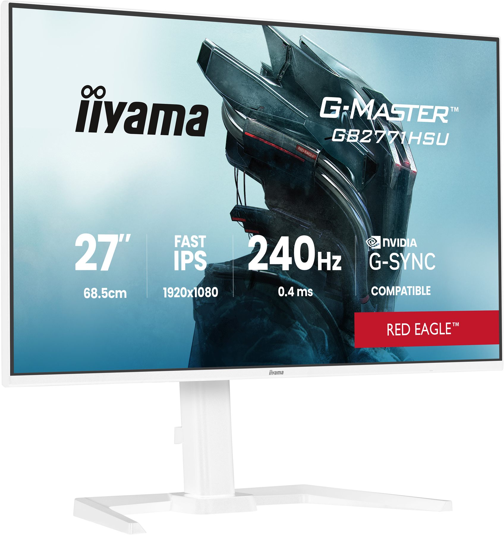 Monitor Iiyama Gb2771hsu-W1 27 Pulgadas Resolucion Full HD (1920X1080), Panel Fast IPS, 0,8 Ms (Mprt), 240 Hz, Brillo 250, Contraste 1100:1, HDMI, DisplayPort, USB Hub, Altavoces, Flicker-Free, Low Blue Light, Free Sync Premium