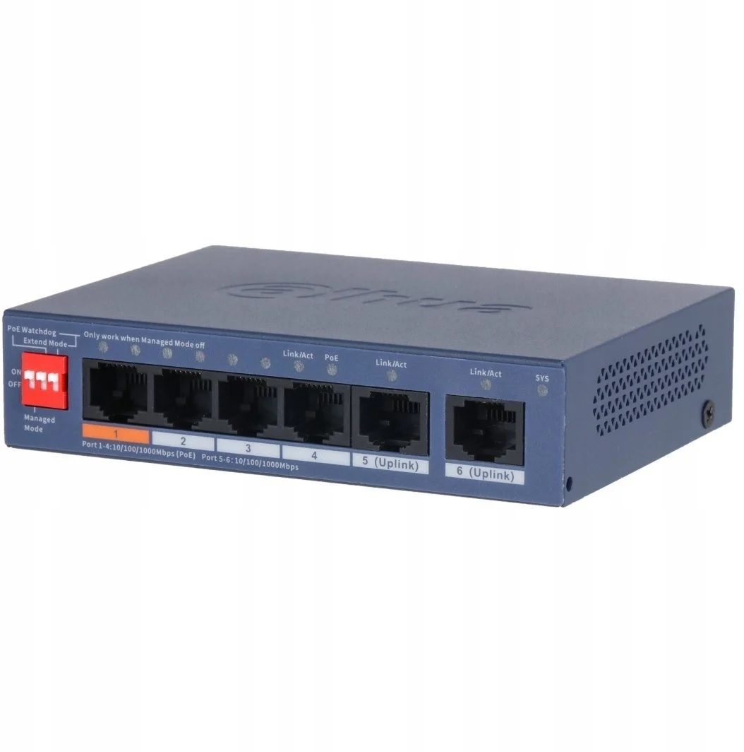 (Dh-Cs4006-4Gt-60-V2) Dahua Switch 6 Puertos Cloud Managed Gigabit, 4 Puertos Poe, 60W, Hi-Poe, L2