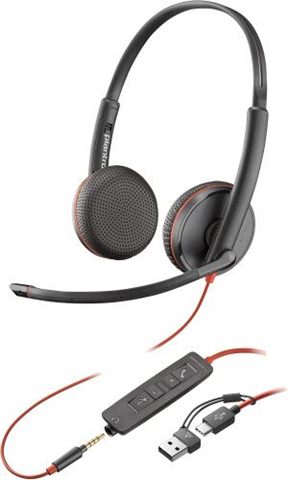 HP Poly Auriculares Estéreo Poly Blackwire 3225 USB-C + Conector De 3,5 Mm + Adaptador USB-C/A