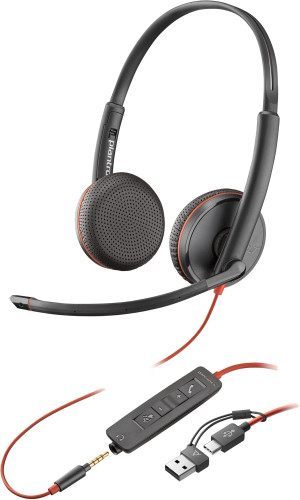 HP Poly Auriculares Estéreo Poly Blackwire 3225 USB-C + Conector De 3,5 Mm + Adaptador USB-C/A