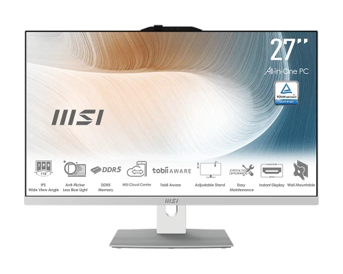 MSI Aio Modern Am242p 1M-2253Eu. 23,8" Ips Led Fhd. Uma. So-Dimm DDR5 16 GB (8 GB*2). 512 GB. W11 Pro.Blanco