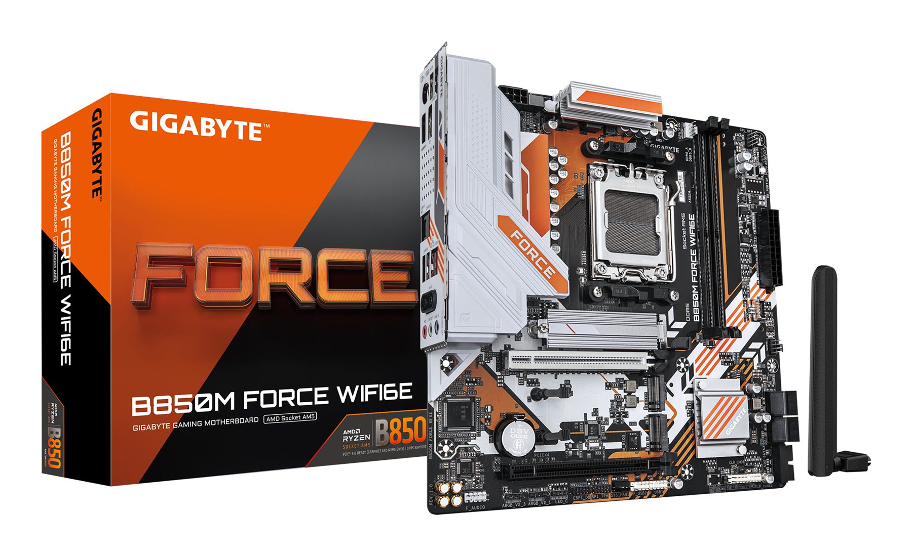 Placa Gigabyte B850m Force Wf6e,AMD,Am5,B850,2Ddr5,128 GB,1Hdmi+1Dp,4Sata3+3M.2,Gbelan+Wifi6e+Bt5.3,4Usb3.2,Matx