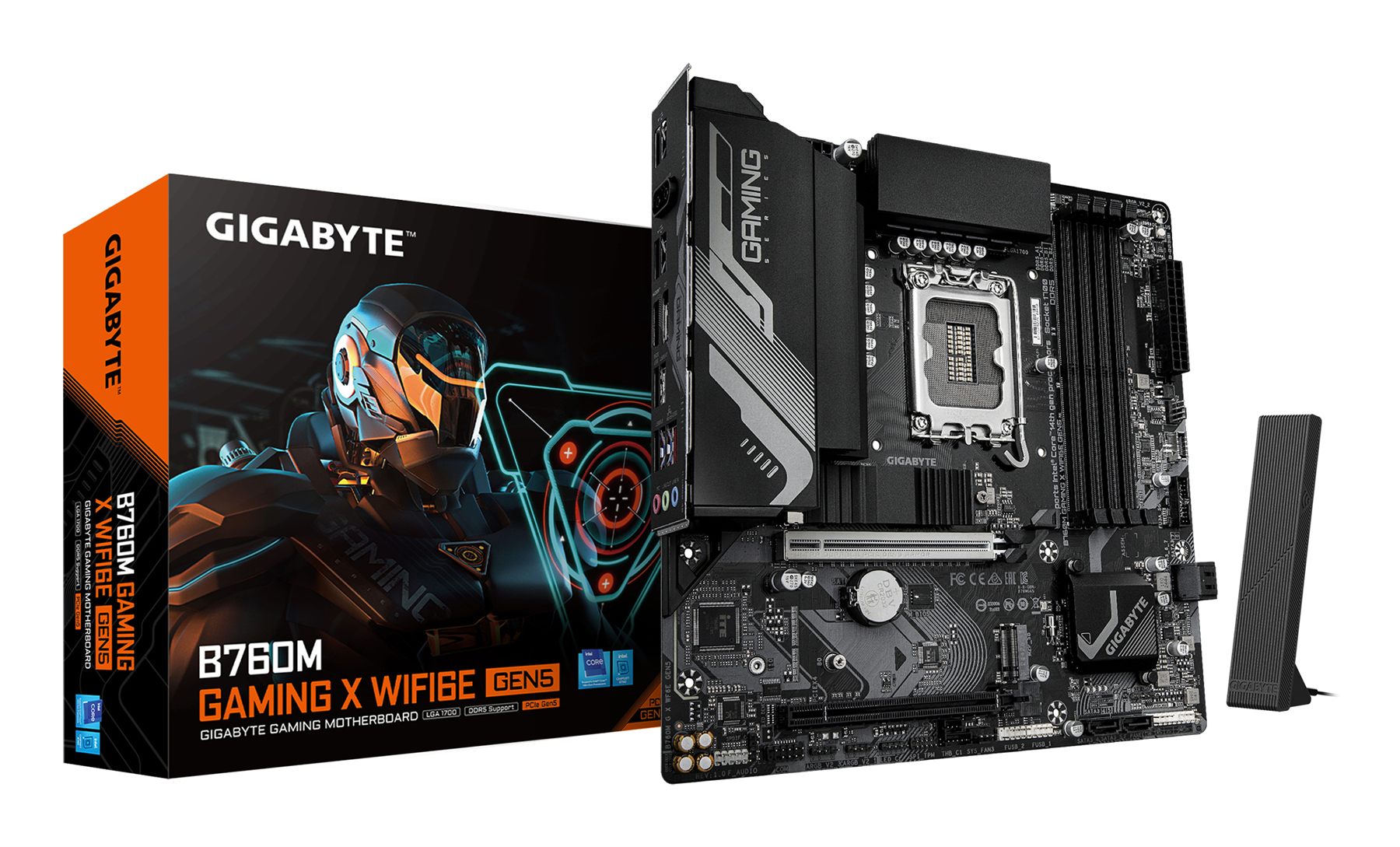 Placa Gigabyte B760m Gaming X Wf6e Gen5,Intel,1700,B760,4Ddr5,192 GB,HDMI+Dp,4Sata+3M.2,3Usb 3.2+USB-C,2.5 GB+Wifi6e+Bt5.3,Matx