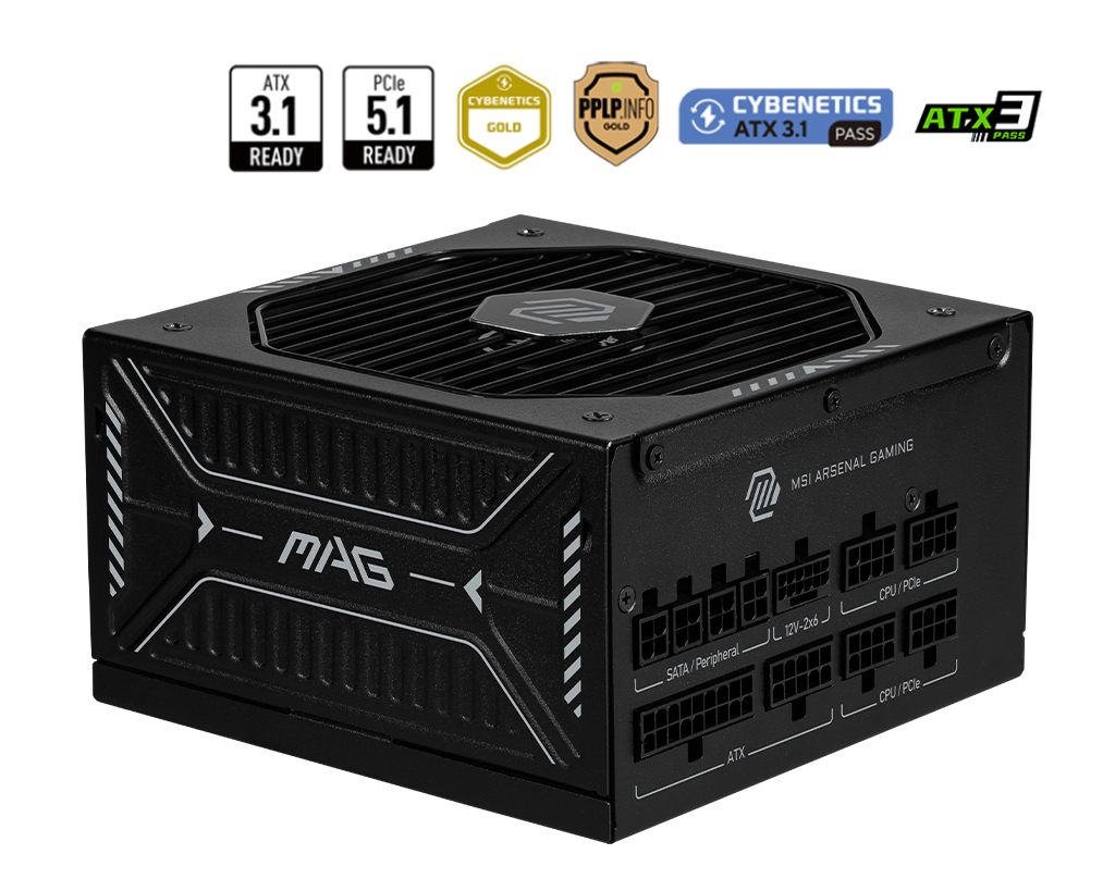 MSI Mag A850gls Pcie5 Unidad De Fuente De Alimentación 850 W 24-Pin Atx Atx Negro