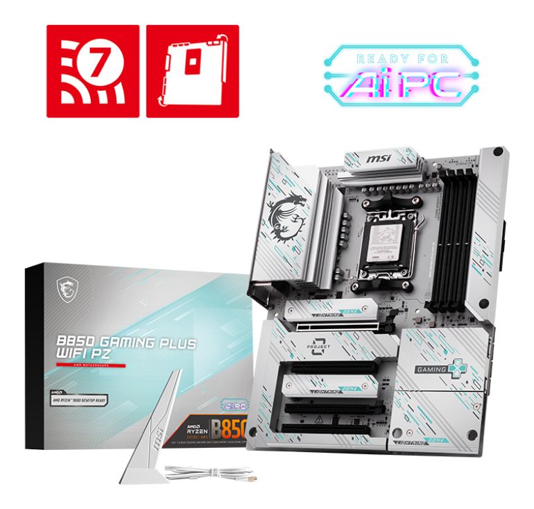 Placa MSI B850 Gaming Plus Wifi Pz,AMD,Am5,B850,4Ddr5,256 GB,1Dp,4Sata3+3M.2,5Gblan+Wifi7+Bt5.4,4Usb3.2,Atx