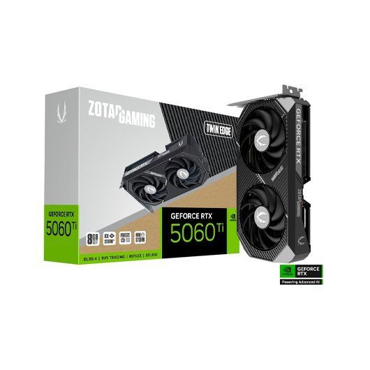Vga Zotac RTX 5060 Ti 8 GB Twin Edge,Nv,Rtx5060ti,8 GB,GDDR7,128Bit,1Hdmi+3Dp,2 Ventiladores (Zt-B50610e-10M)