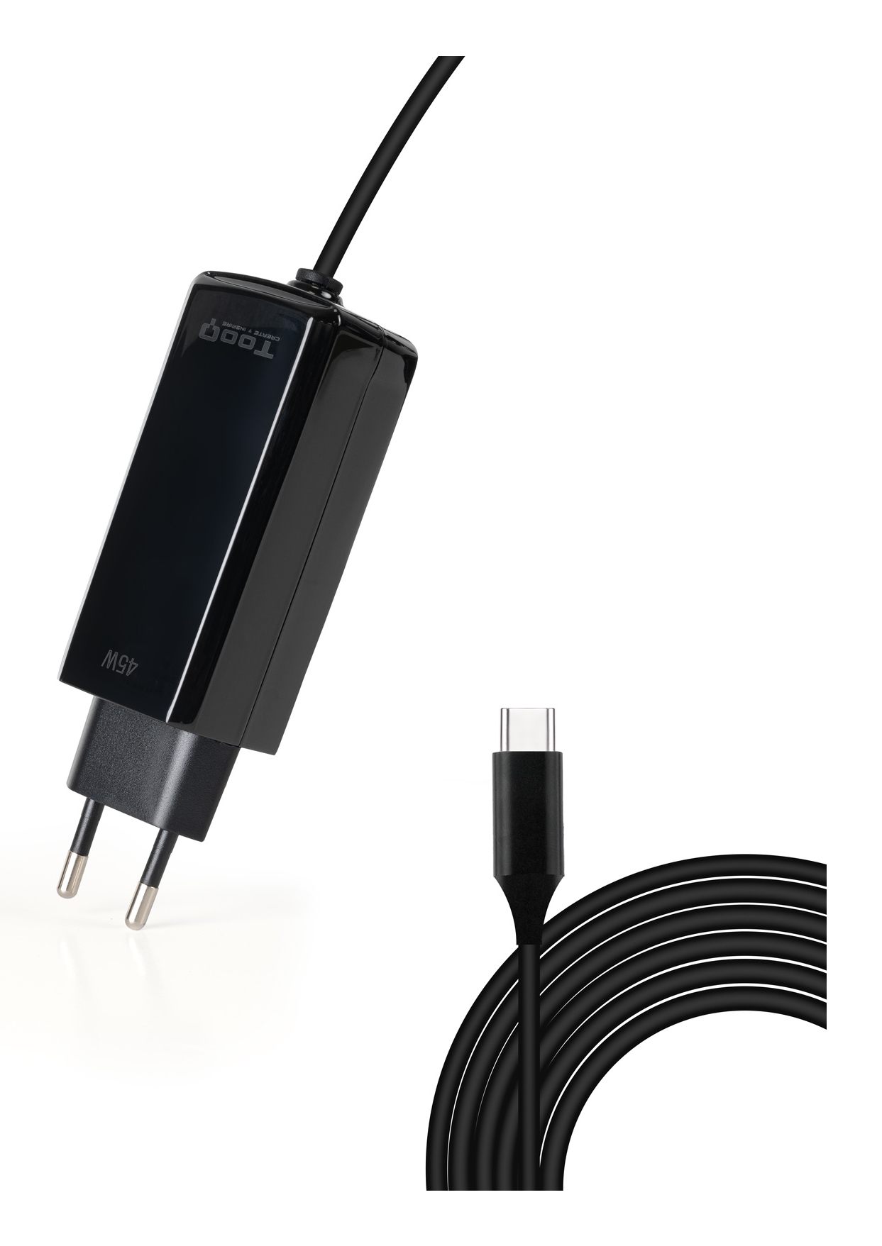 Tooq Cargador De Portátil Gan USB-C Pd 45 W, Negro