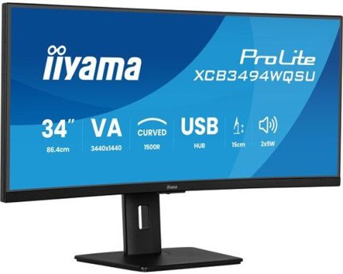 Monitor Iiyama 34 Pulgadas,Uwqhd,1500R,120Hz,Altavoces,Vesa