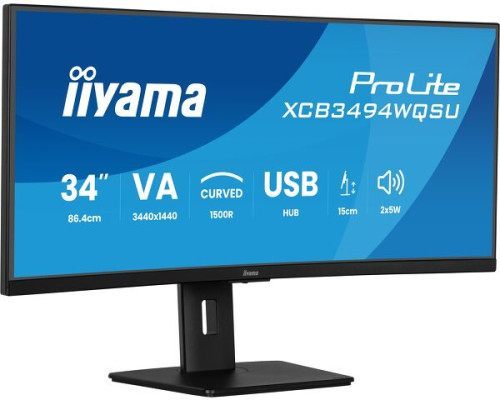 Monitor Iiyama 34 Pulgadas,Uwqhd,1500R,120Hz,Altavoces,Vesa
