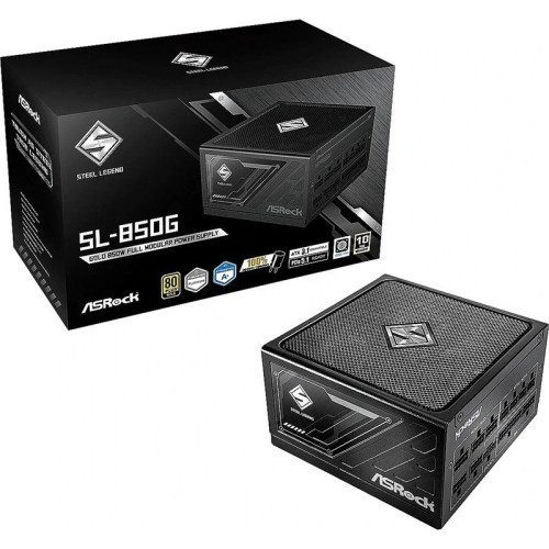 Fuente Alimentacion Asrock Sl-850G,Psu,850W,80 Plus Gold,135Mm,Modular,Pci-E 5.1 (12+4Pin)X1,Pci-E (6+2 Pin)X3,Sata (5 Pin)X9