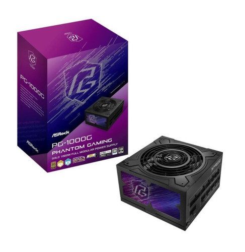 Fuente Alimentacion Asrock Pg-1000G,Psu,1000W,80 Plus Gold/A,135Mm,Modular,Pci-E 5.1 (12+4Pin)X1,Pci-E (6+2 Pin)X3,Sata (5 Pin)X9