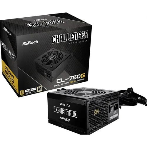 Fuente Alimentacion Asrock Cl-750G,Psu,750W,80 Plus Gold,120Mm,Active Pfc,Pci-E 5.1 (12+4Pin)X1,Pci-E (6+2 Pin)X4,Sata (5 Pin)X4