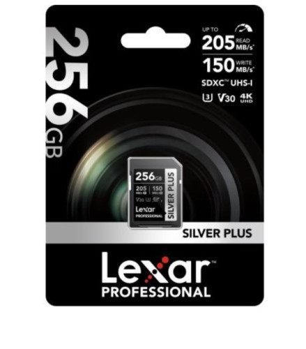 Lexar 256Gb Professional Silver Plus Sdxc Uhs-I Cards,  Up To 205Mb/S Read 150Mb/S Write C10 V30 U3
