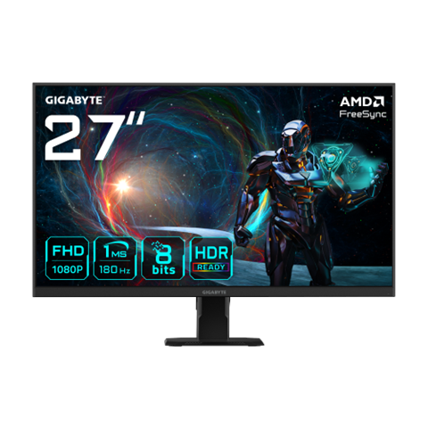 Monitor Gigabyte 27" Gs27fa,Ss IPS,1920X1080 (FHD),1Ms,1000:1,180Hz,2Hdmi+1Dp,Negro
