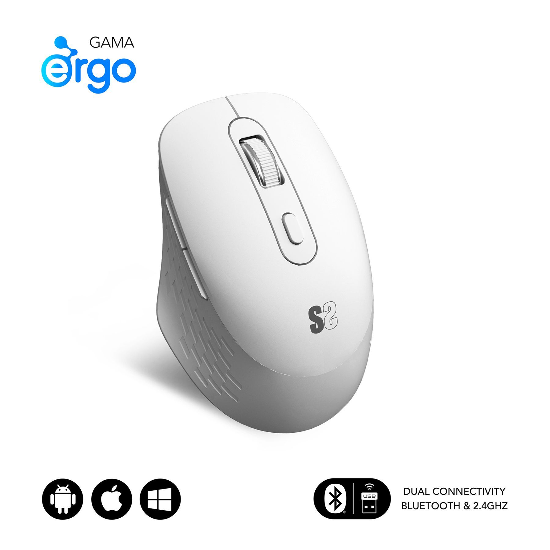Subblim Ratón Curve Ergo Dual Mouse Battery White
