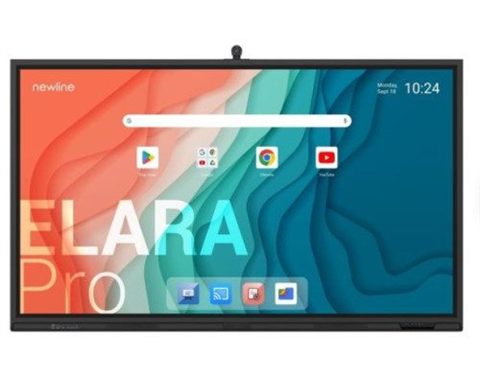 Newline Monitor Internativo Elara Pro (Tt-6523Qca+) 65", Android 13, Google Edla, Cámara 4K, 8 Mic, Multi Usuario, 2X20 w+Sub15 w, Wifi 6 + Bl, Nfc, USB-C 100 W, USB-C Out, 16 GB Y 320 GB, 40 Pt, Newline Apps, Ops PC Y Sdm Opc, 5 Años De Garantia On Site
