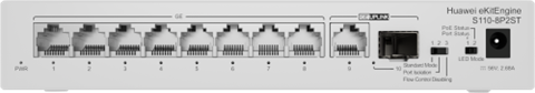 Huawei S110-8P2st ( 8 10/100/1000 Base-T Ports Poe+ 1Ge Sfp Port, 1*10/100/ 100Base T Port, Ac Power, Power Adapter)